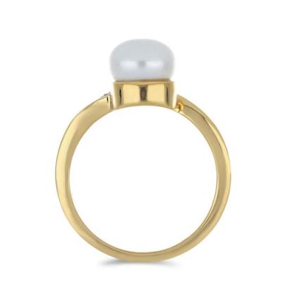 BUY STERLING SILVER NATURAL WHITE FRESHWATER PEARL WITH WHITE ZIRCON GEMSTONE RING 